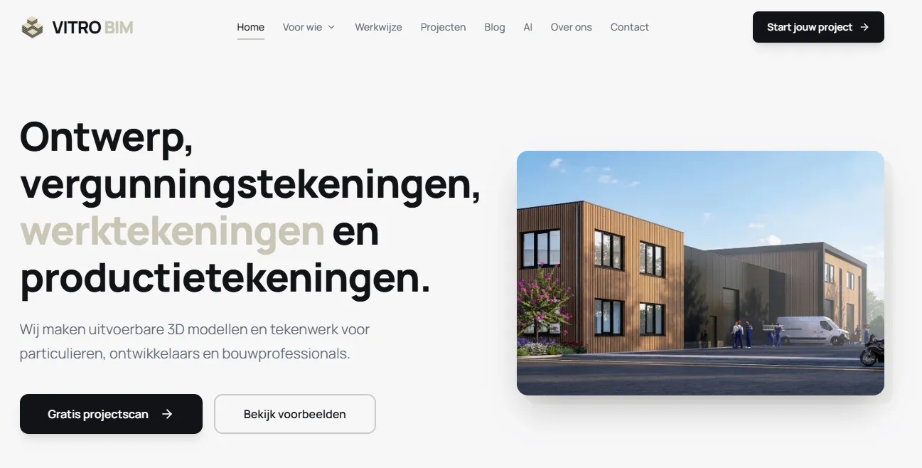 Vitro BIM, Landing Page